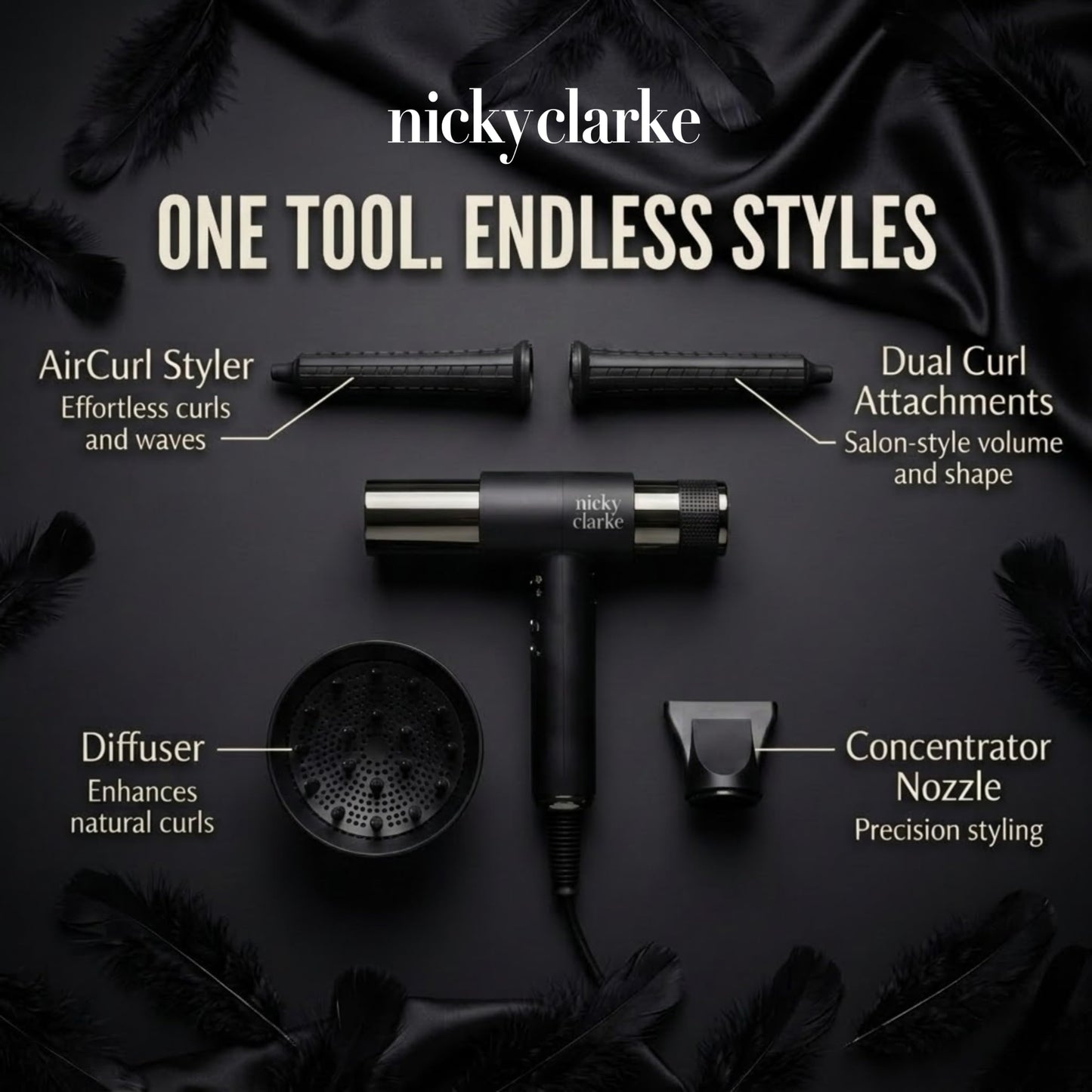 Nicky Clarke AirStyle PRO - BESTSELLER - Infrared & Ionic Hair Dryer and Styler - Blowouts in Minutes