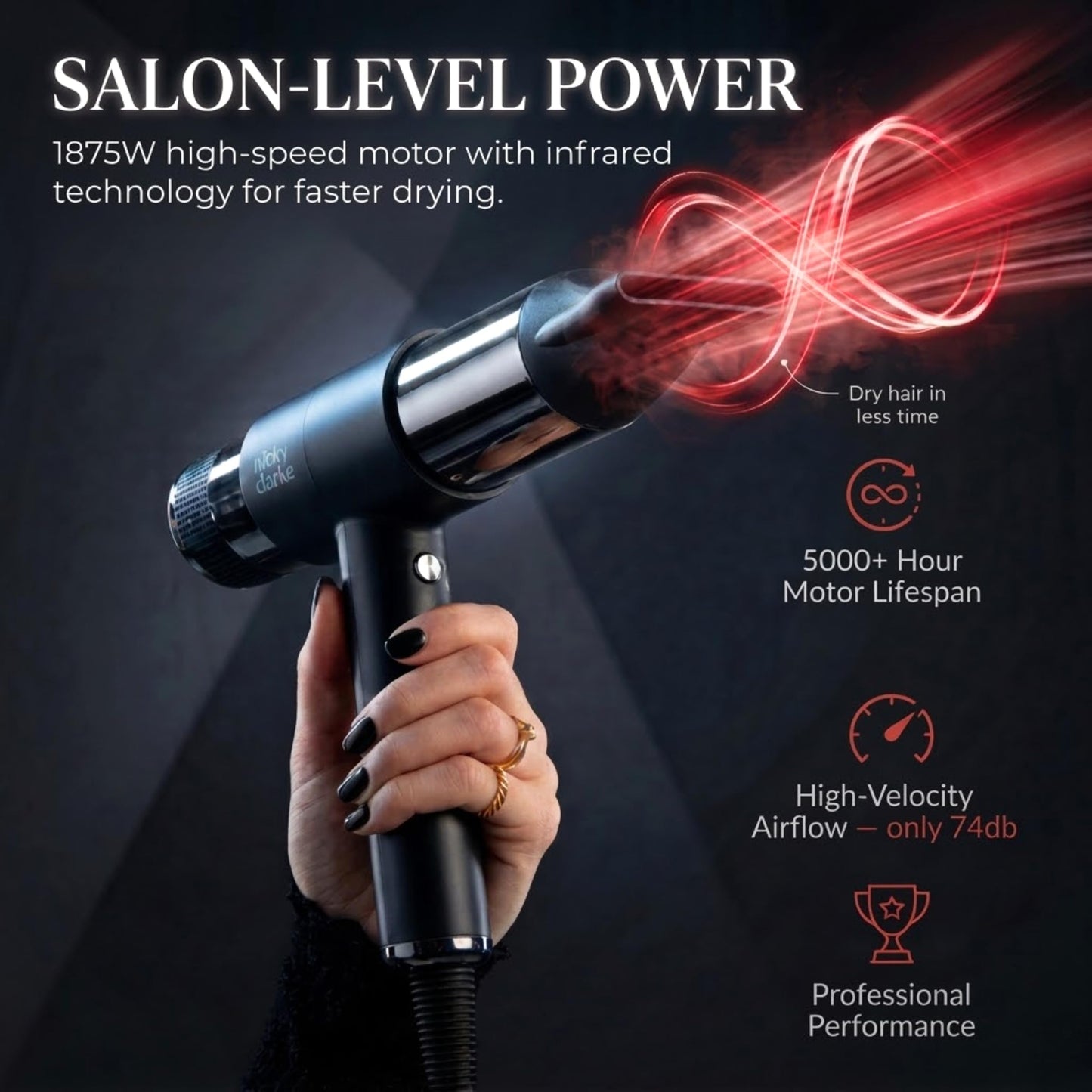 Nicky Clarke AirStyle PRO - BESTSELLER - Infrared & Ionic Hair Dryer and Styler - Blowouts in Minutes