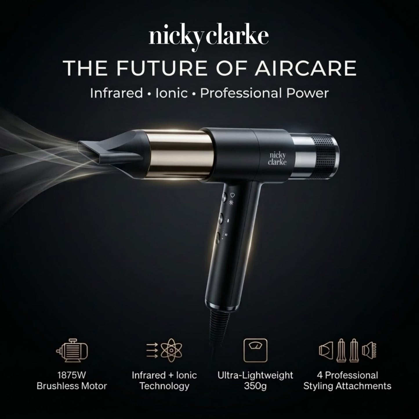 Nicky Clarke AirStyle PRO - BESTSELLER - Infrared & Ionic Hair Dryer and Styler - Blowouts in Minutes